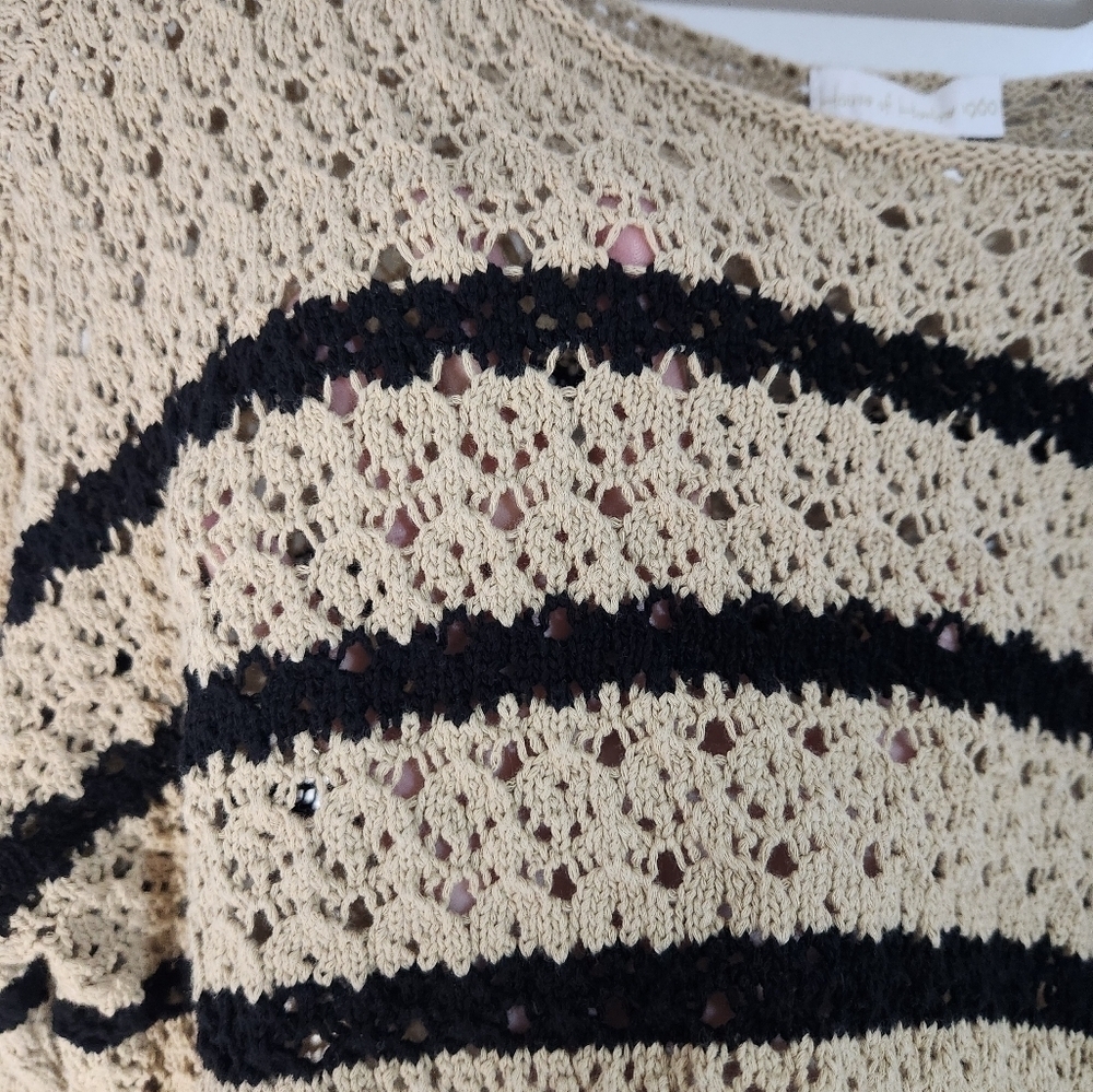 House Of Harlow Crochet Cropped Striped Sweater, Size M - Picture 5 of 8